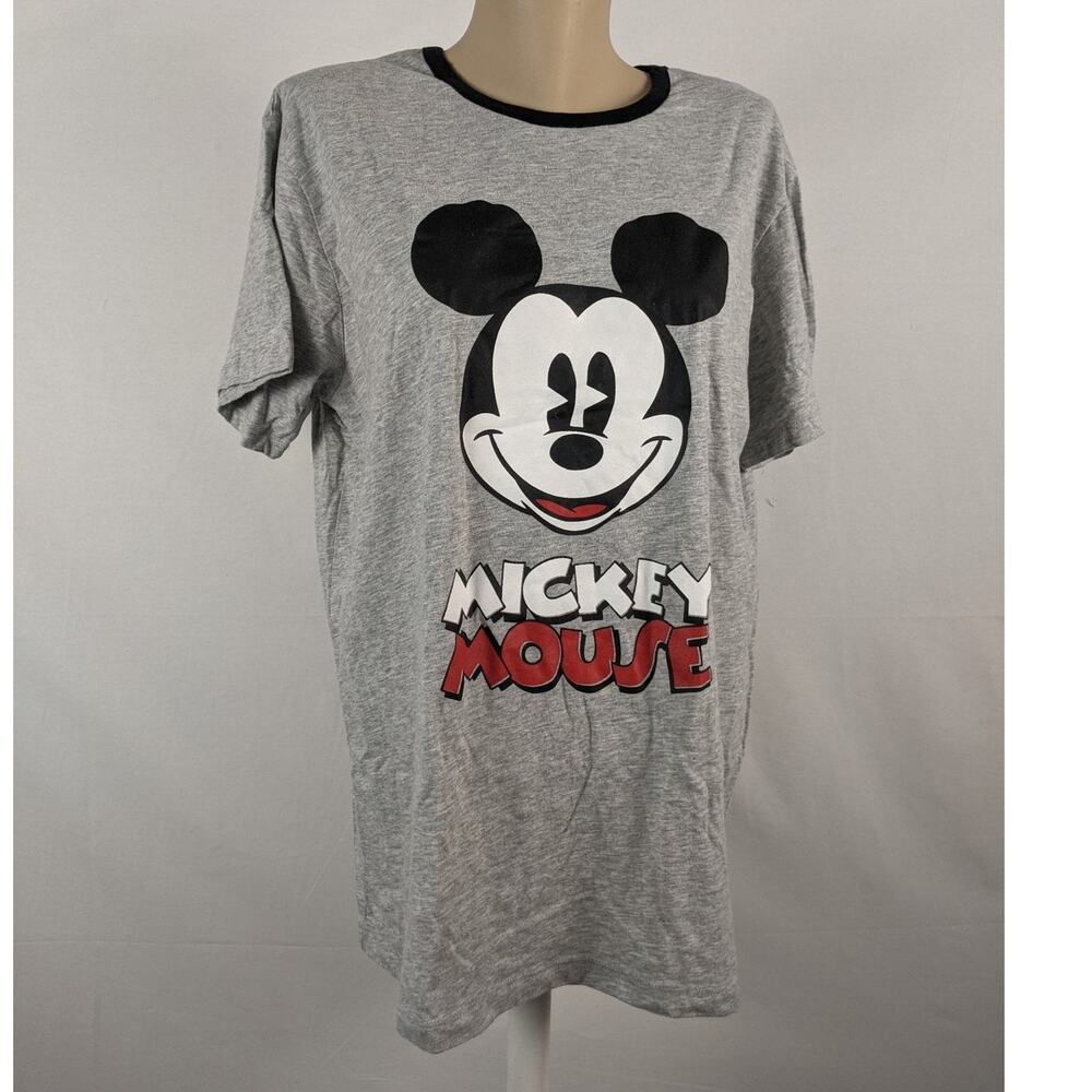 Disney‎ Mickey Mouse Large Graphic Tee Classy Crew Neck Fabulous Short Sleeves